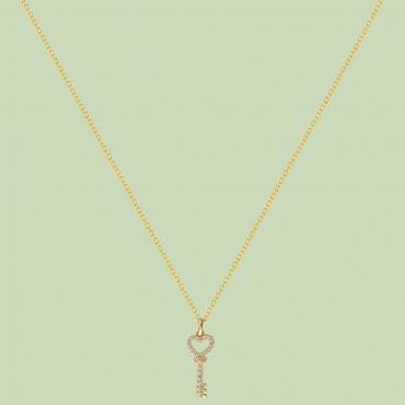 Gold Plated Key Pattern Necklace Flj Net1781 Nl