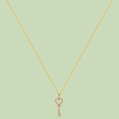 Gold Plated Key Pattern Necklace Flj Net1781 Nl