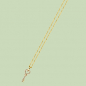 Gold Plated Key Pattern Necklace Flj Net1781 Nl