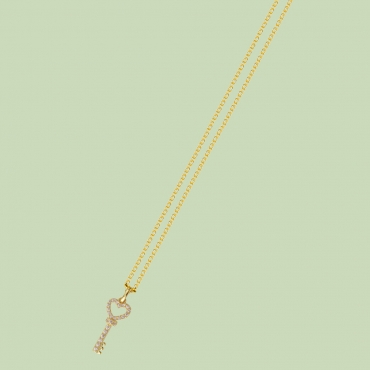 Gold Plated Key Pattern Necklace Flj Net1781 Nl