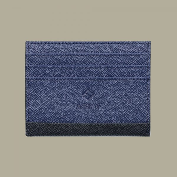 Fabian leather black blue card holder fmwc slg12 bnbl front