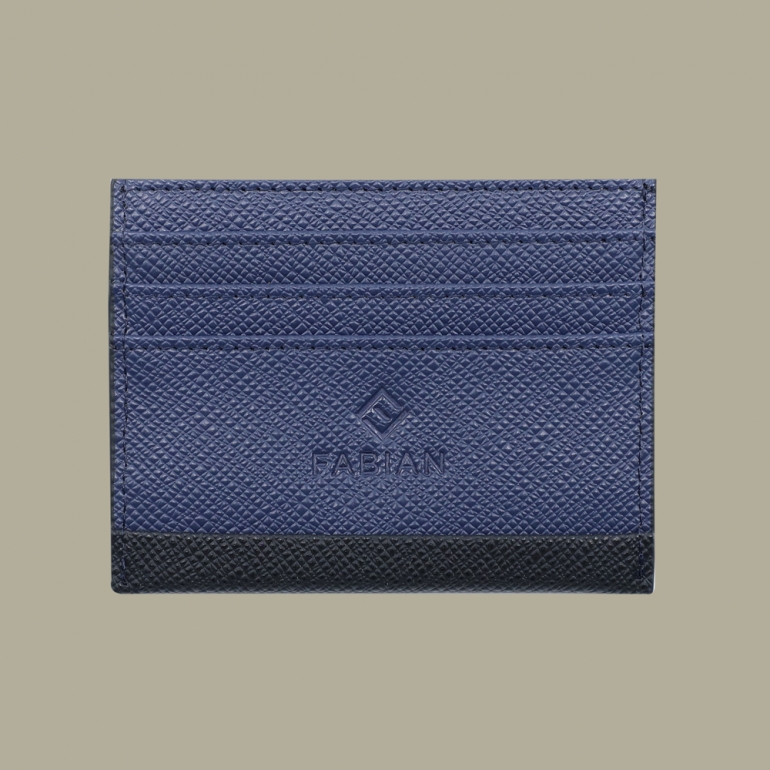 fabian leather black blue card holder fmwc slg12 bnbl front Fabian leather black blue card holder fmwc slg12 bnbl front