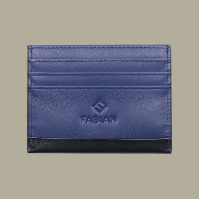 Fabian leather black blue card holder fmwc slg15 bnbl front