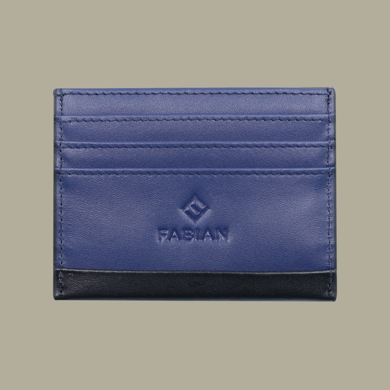 fabian leather black blue card holder fmwc slg15 bnbl front Fabian leather black blue card holder fmwc slg15 bnbl front