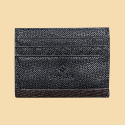 Fabian leather black brown card holder fmwc slg17 bnbr front