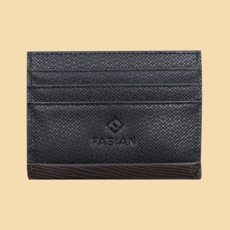 fabian leather black brown card holder fmwc slg17 bnbr front Fabian leather black brown card holder fmwc slg17 bnbr front