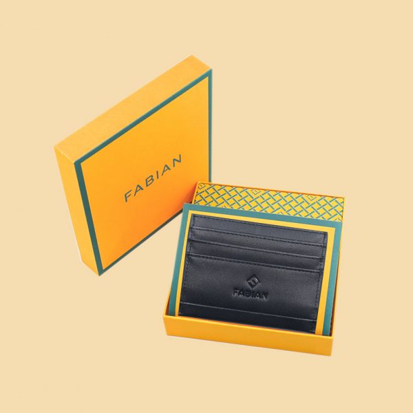 Fabian leather black card holder fmwc slg14 b with box