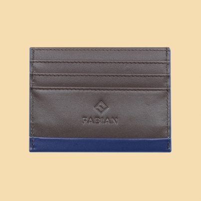 Fabian leather blue brown card holder fmwc slg16 blnbr front