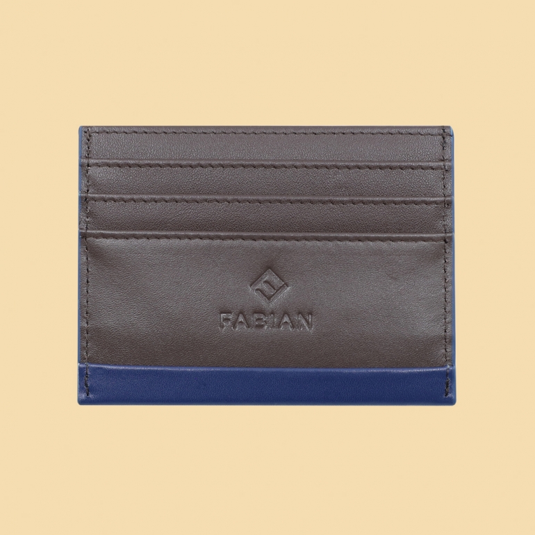 fabian leather blue brown card holder fmwc slg16 blnbr front Fabian leather blue brown card holder fmwc slg16 blnbr front
