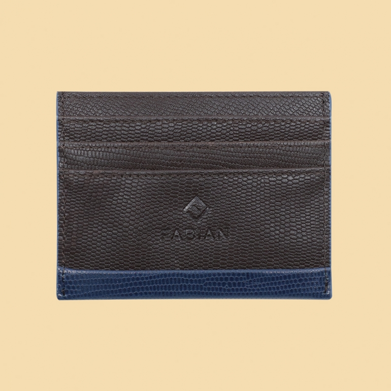 fabian leather brown blue card holder fmwc slg19 brnbl front Fabian leather brown blue card holder fmwc slg19 brnbl front