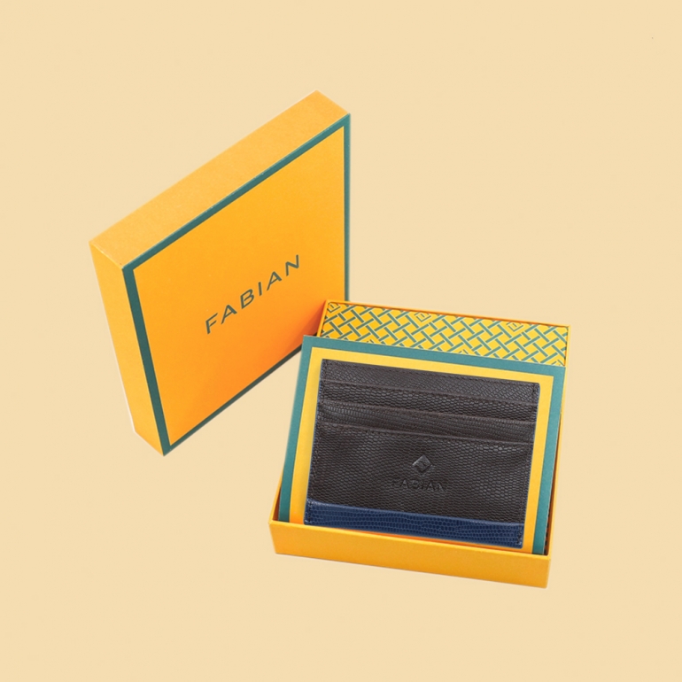 fabian leather brown blue card holder fmwc slg19 brnbl with box Fabian leather brown blue card holder fmwc slg19 brnbl with box