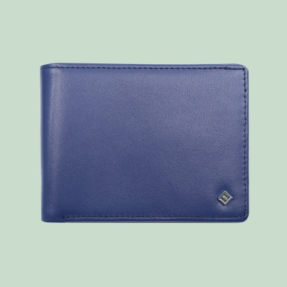 Fabian leather brown blue wallet fmw slg51 brnbl front