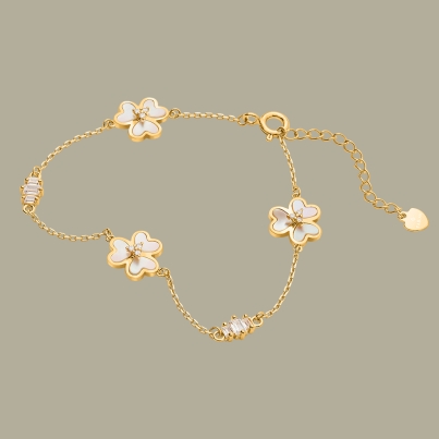 Fabian 3 Petal Flower Design Gold Bracelet-FLJ-OA17B5411S-BR.G 01