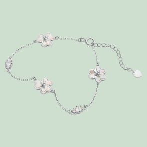 Fabian 3 Petal Flower Design Silver Bracelet-FLJ-OA17B5411S-BR.S 01
