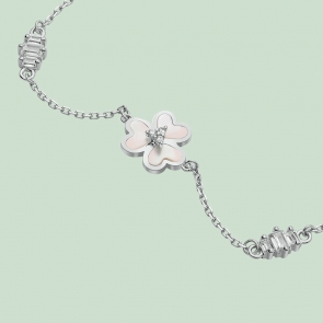 Fabian 3 Petal Flower Design Silver Bracelet-FLJ-OA17B5411S-BR.S 02