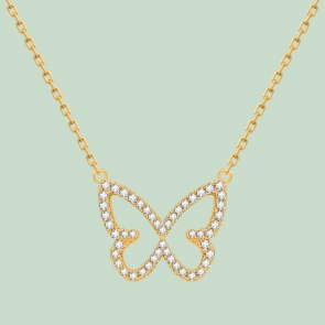 Fabian Butterfly Pendant Gold Necklace-FLJ-CG20N3991S-NL.G 02
