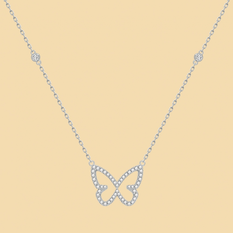 fabian butterfly pendant silver necklace flj cg20n3991s nl s 01 Fabian Butterfly Pendant Silver Necklace-FLJ-CG20N3991S-NL.S 01