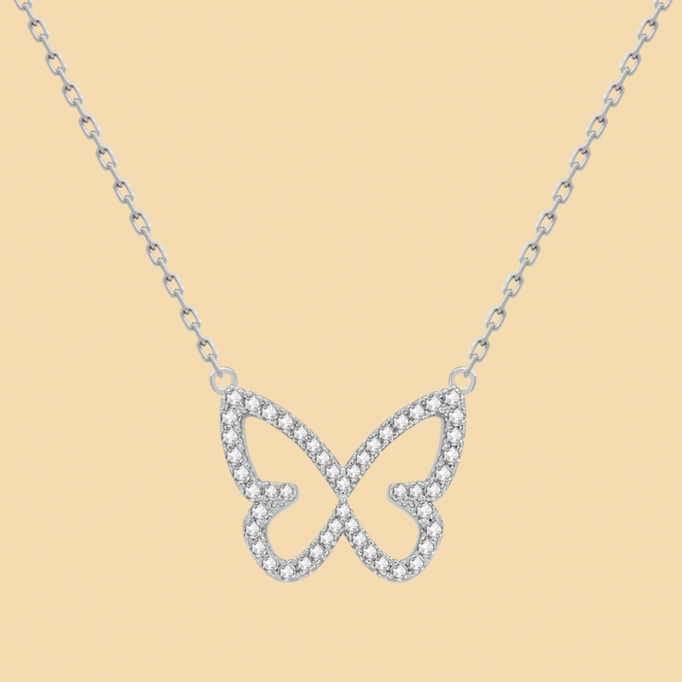 fabian butterfly pendant silver necklace flj cg20n3991s nl s 02 Fabian Butterfly Pendant Silver Necklace-FLJ-CG20N3991S-NL.S 02