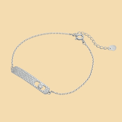 Fabian Rectangular Design Silver Bracelet-FLJ-CG20B2275S-BR.S 01