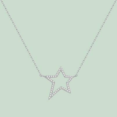 Fabian Star Pendant Silver Necklace-FLJ-GD13N5725A-NL.S 1