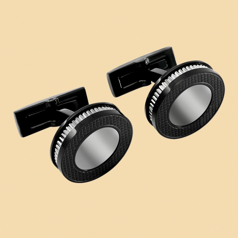 fabian cufflink black and silver fcf ls 1857 bs 01 Fabian Cufflink Black And Silver - FCF-LS-1857.BS