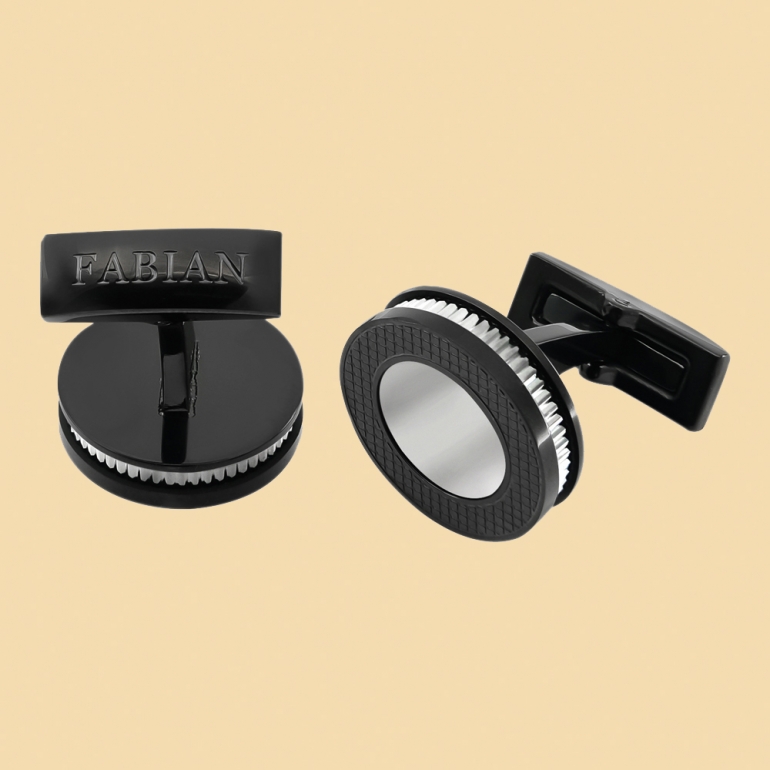 fabian cufflink black and silver fcf ls 1857 bs 02 Fabian Cufflink Black And Silver - FCF-LS-1857.BS 1
