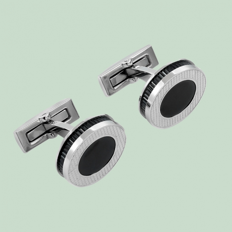 fabian cufflink black and silver fcf ls 1857 sb 01 Fabian Cufflink Black And Silver - FCF-LS-1857.SB