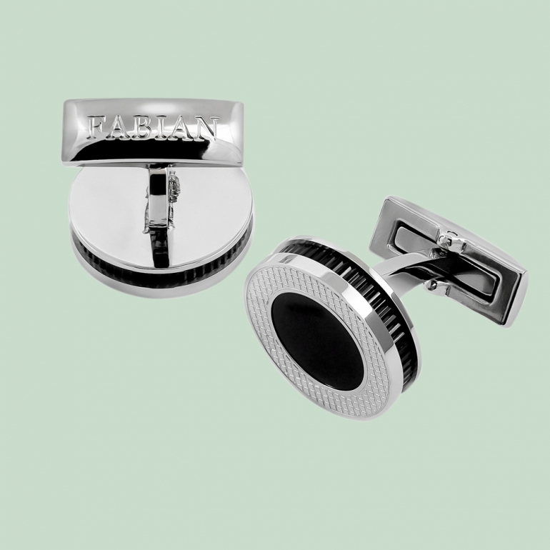 fabian cufflink black and silver fcf ls 1857 sb 02 Fabian Cufflink Black And Silver - FCF-LS-1857.SB 1