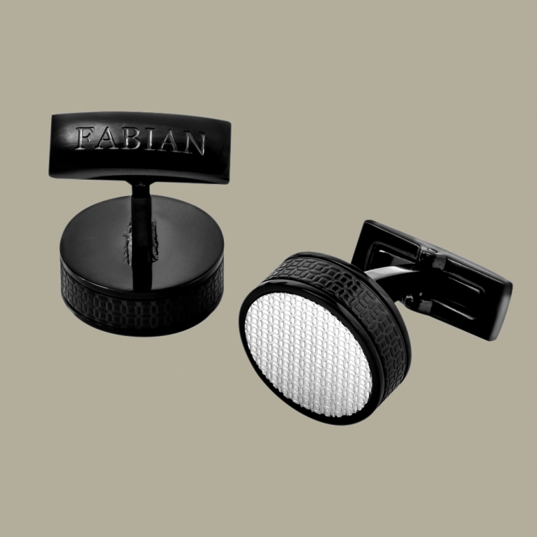 fabian cufflink black and silver fcf ls 2262 bs 02 Fabian Cufflink Black And Silver - FCF-LS-2262.BS 1