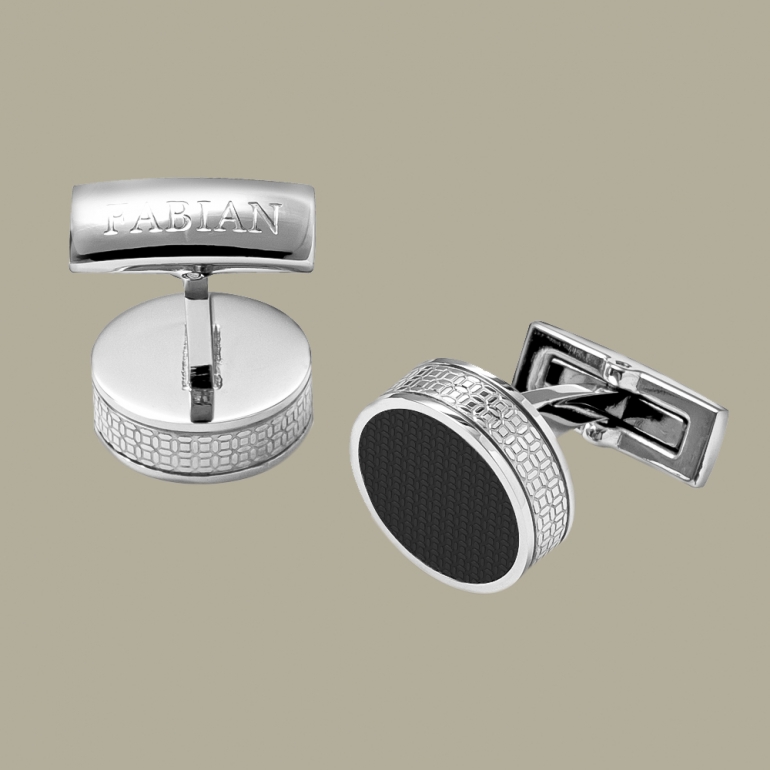 fabian cufflink black and silver fcf ls 2262 sb 02 Fabian Cufflink Black And Silver - FCF-LS-2262.SB 1
